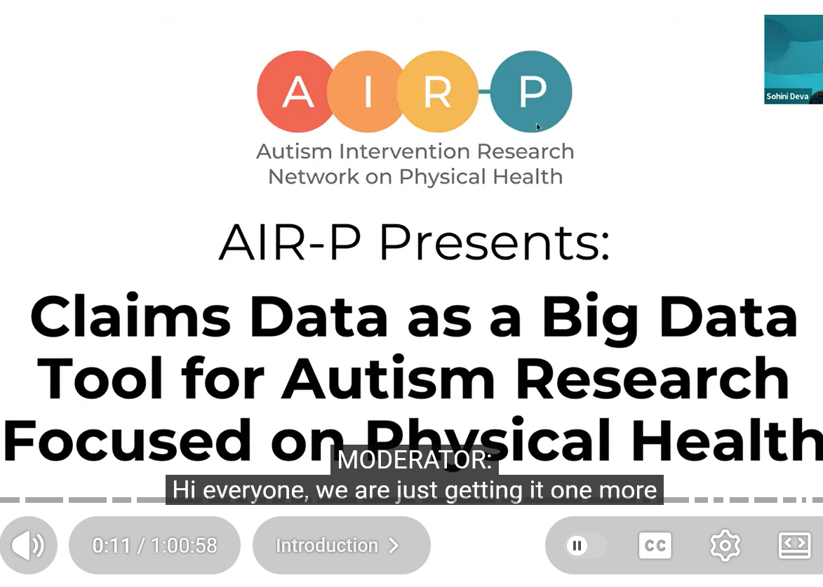 AIR-P Presents: Claims Data as a Big Data Tool for Autism Research